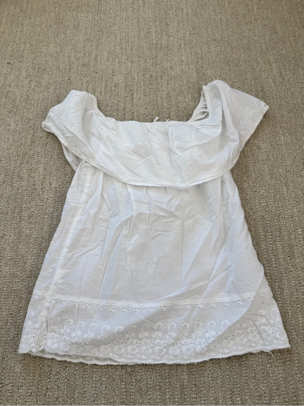Soho White Off-Shoulder Eyelet Hem Top - Picture 6 of 6